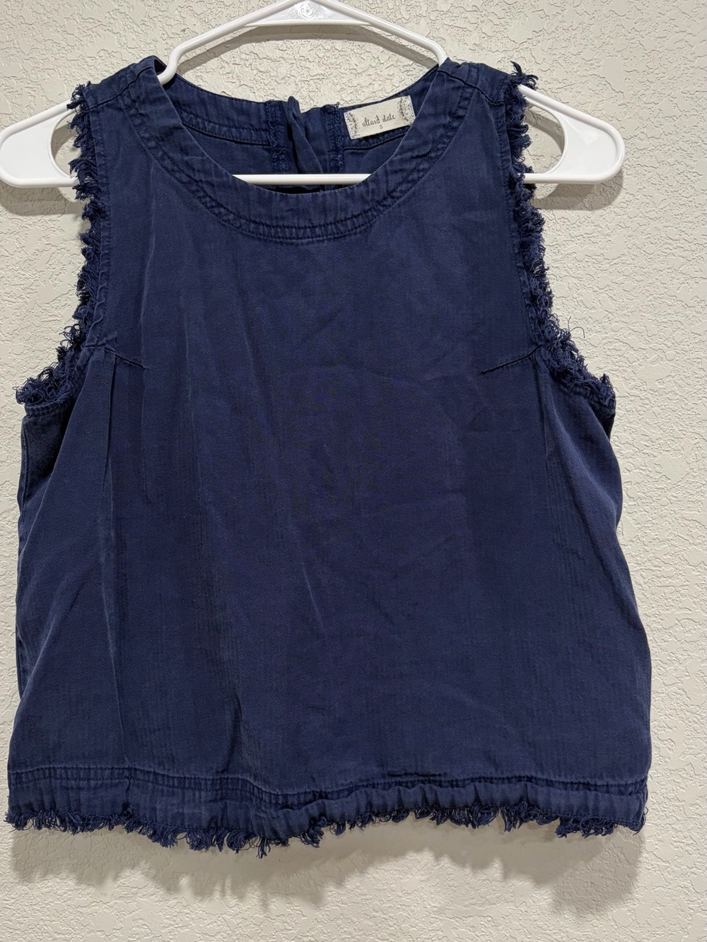 Altar'd State Navy Frayed Hem Sleeveless Crop Top